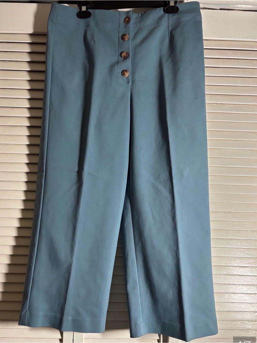 Loft Gray High Rise Button Fly Cropped Straight Leg pants